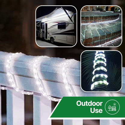 Rope Light LED - 24 Feet (7.3 m), for Indoor and Outdoor use - 10MM Diameter - 144 LED Long Life Bulbs Decorative Rope Tube Lights