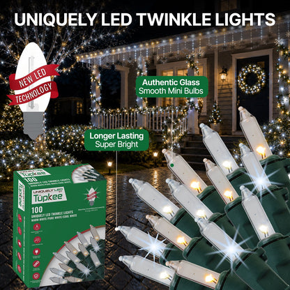 Christmas Uniquely LED Twinkle Lights – Matches Incandescent Exactly - 14 of 100 Lights Twinkle - Indoor Outdoor – 100 Bulbs - 24.75 Feet, Christmas Tree Sparkling Twinkling Lights String