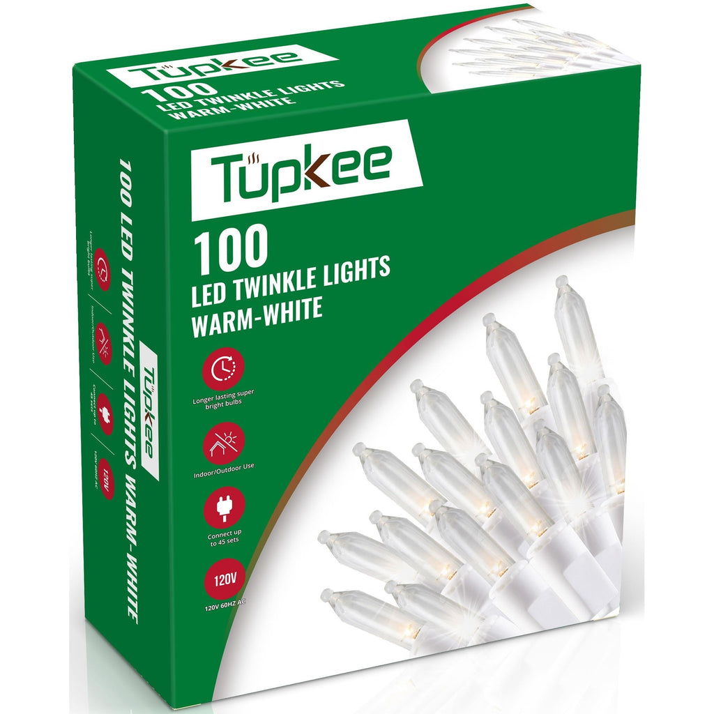 Christmas LED Random Twinkle Lights - 16 of 100 Bulbs Twinkle - LED Warm White Christmas Tree Lights - Indoor Outdoor – 24.75 Feet White Light String, Sparkling Twinkling Holiday Decor