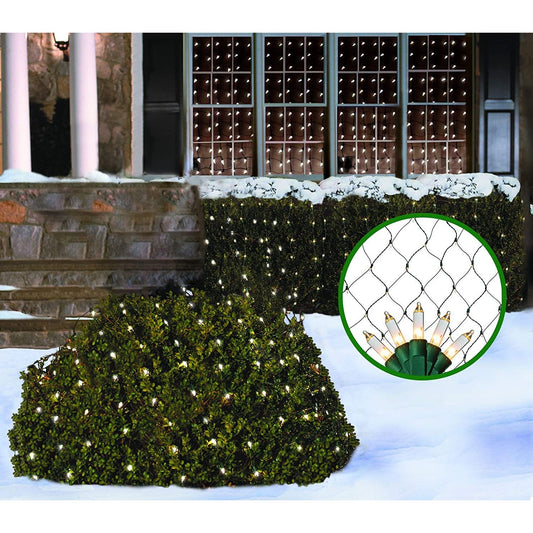 Shimmering Twinkle Christmas Light Net – 150 Clear Warm Mesh Lights - Random Shimmering Twinkle Lights - 21 of 150 Lights Twinkle - 4 ft x 6 ft – Outdoor / Indoor – Net Lights for Bushes, Hedges or Trees