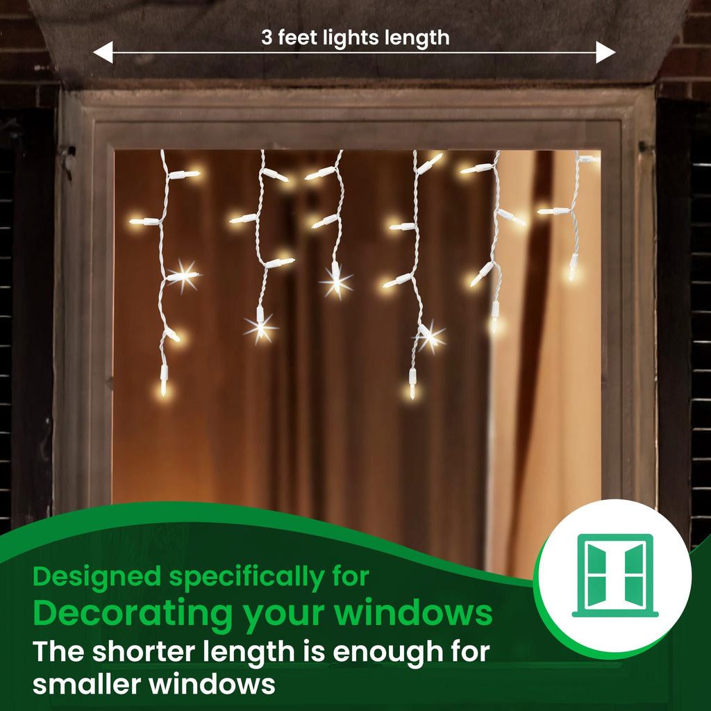 Christmas Twinkle Window Icicle Lights - Uniquely LED, Matches Incande ...