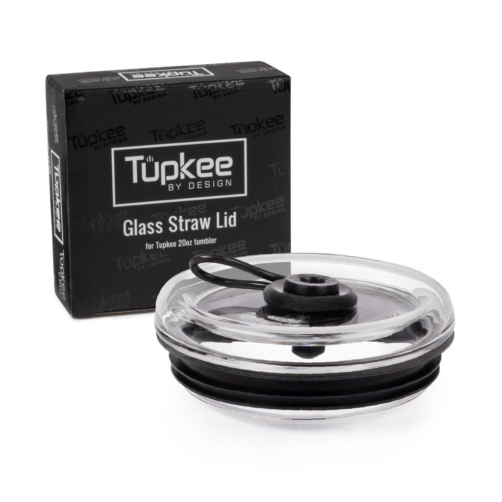 Glass Straw Lid Black - For Tupkee Double Wall Glass Tumbler, 20 oz Hand Blown Glass Travel Mug