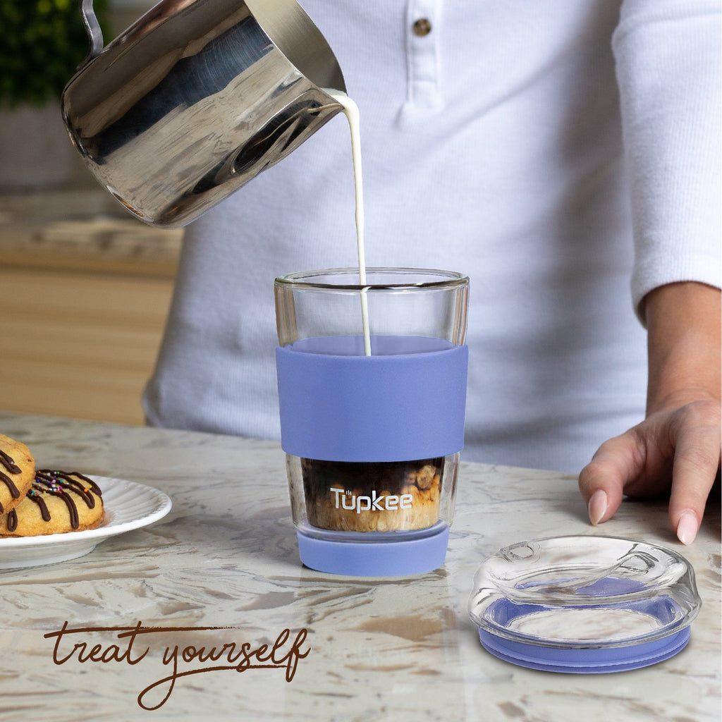 The Reusable Glass Coffee Cup, ToGo Travel Coffee Mug with Lid and