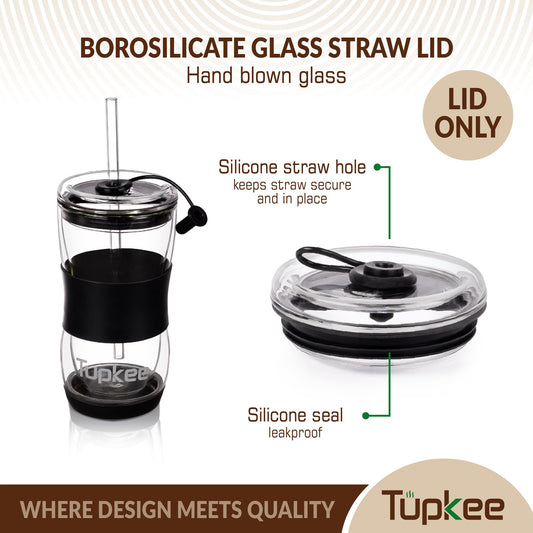 Replacement Straw Lid Replacement Straw Lid - For Hand Blown Glass Travel Mug, 20-Ounce, Black