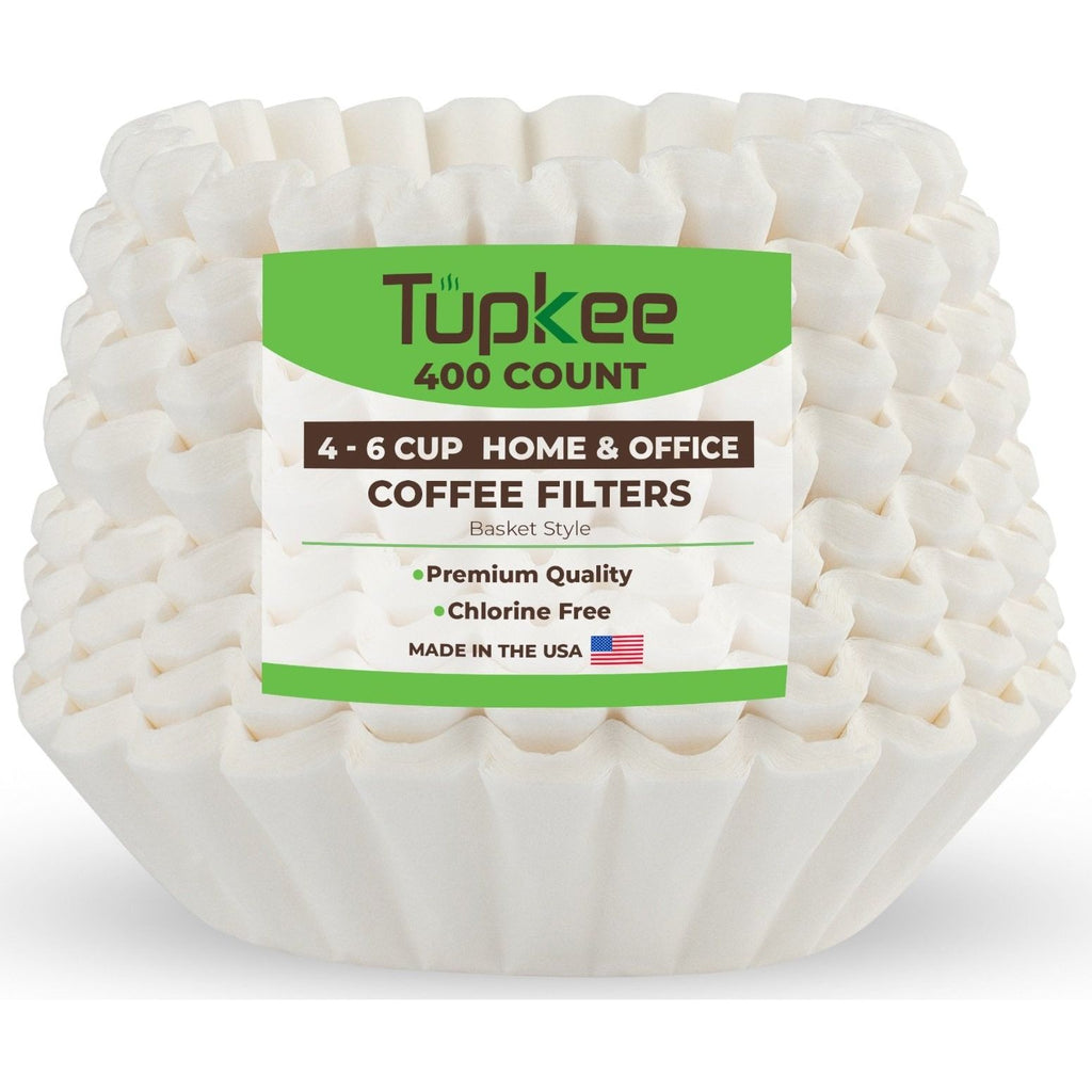 Coffee Filters 4-6 Cups - 400 Count, Junior Basket Style, White Paper, Chlorine Free Coffee Filter, Made in the USA