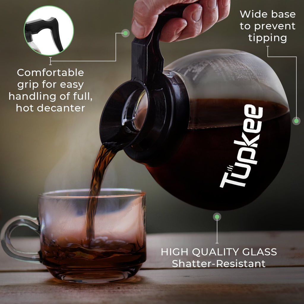 Tupkee Double Wall Glass Tumbler - All Glass Reusable Insulated Tea/Coffee  Mug & Lid, Hand Blown Glass Travel Mug, 8-Ounce, Black 