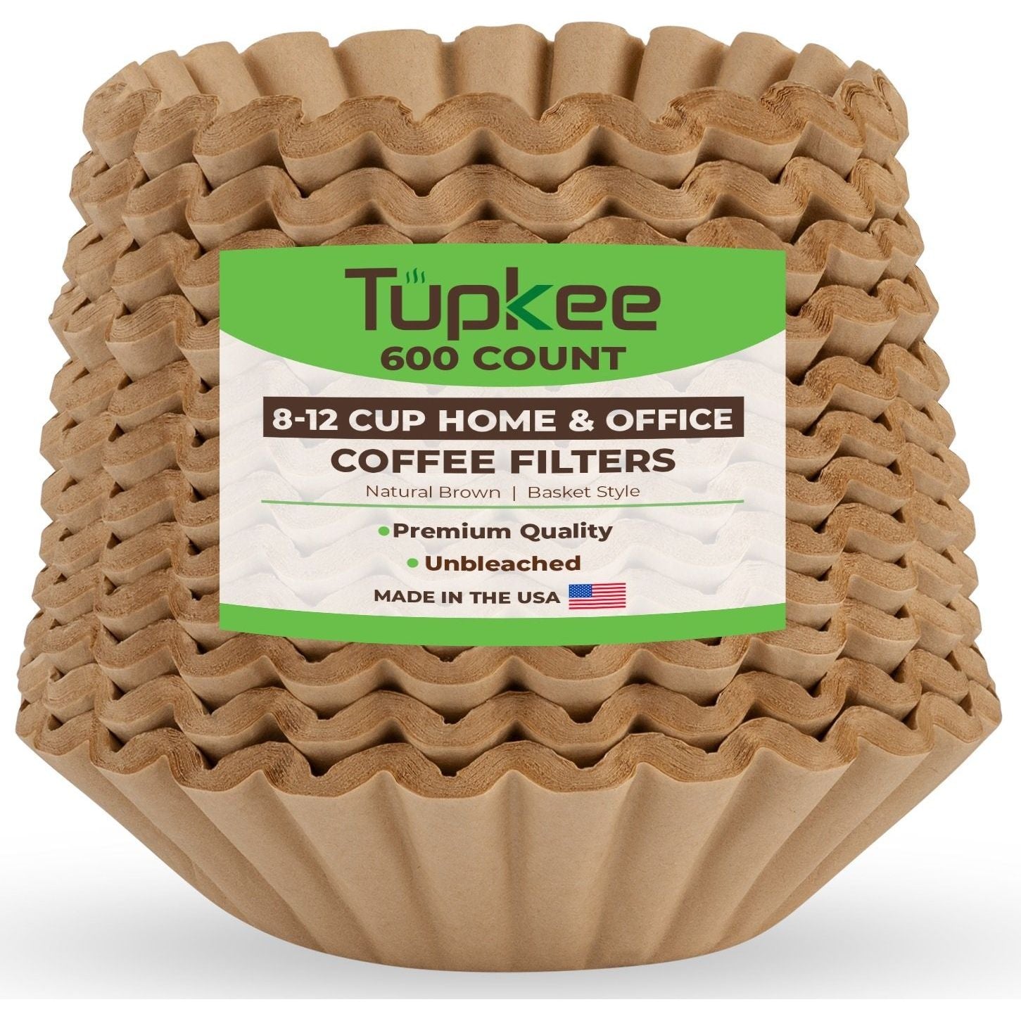 Tupkee Extra Large Coffee Filters - 1.5 to 3 Gallon (13 x 5) Coffee & Tea Filter (500 Count) - Tall Walled to Prevent Ground Overflow - Chlorine