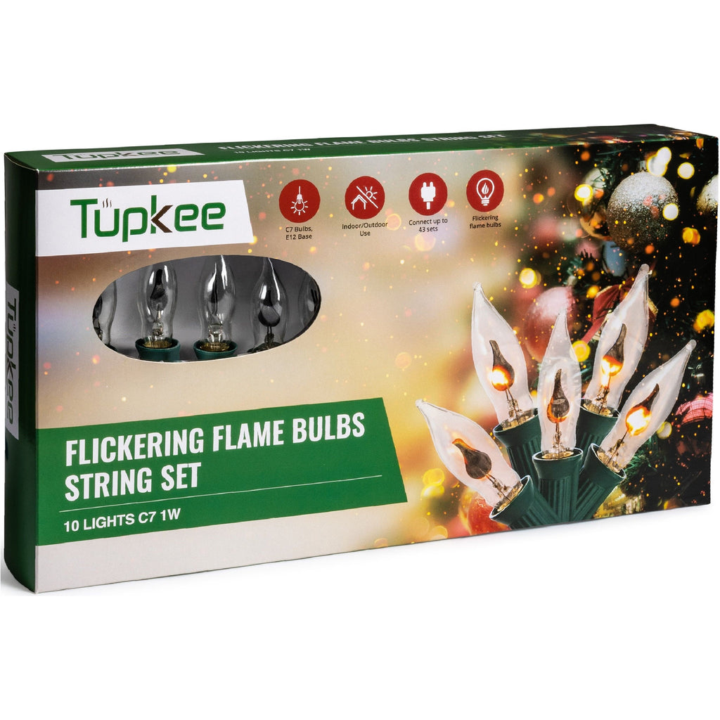 Flickering Flame Bulbs String Set – 10 Light Bulb C7 1W with