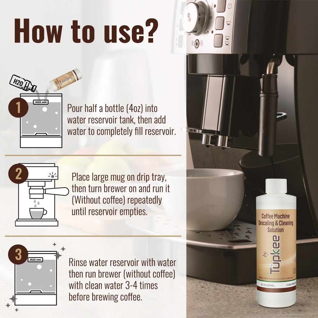 Tupkee Coffee Machine Descaler - Universal, for Drip Coffee Maker and Keurig Coffee Machines Descaling & Cleaning Solution, Breaks Down Mineral