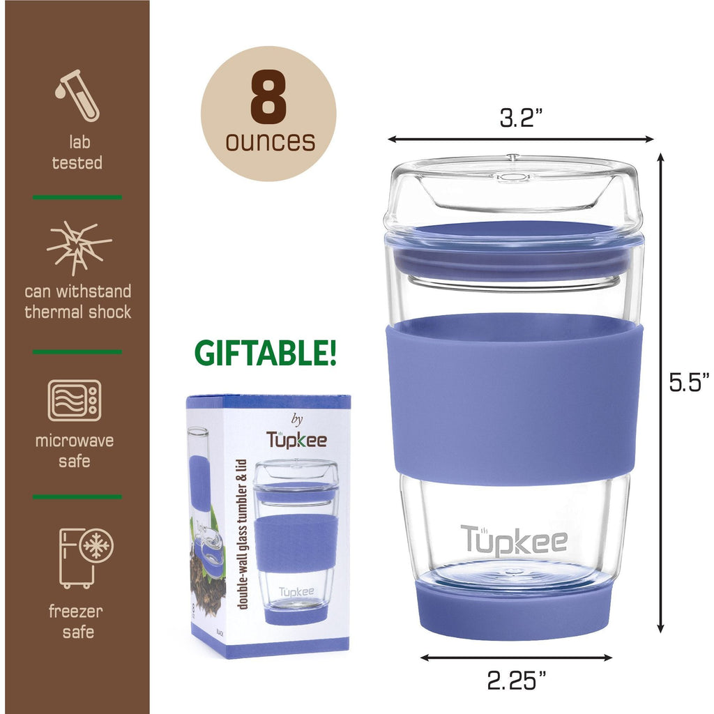 Tupkee Double Wall Glass Tumbler - All Glass Reusable Insulated Tea/Coffee  Mug & Lid, Hand Blown Glass Travel Mug, 410ml, Black by Tupkee - Shop  Online for Kitchen in New Zealand