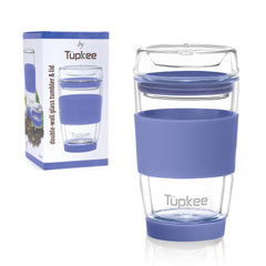 Tupkee Double Wall Glass Tumbler - Insulated Tea/Coffee Mug & Lid, Hand  Blown Glass Travel Mug, 14-Ounce - Jacaranda